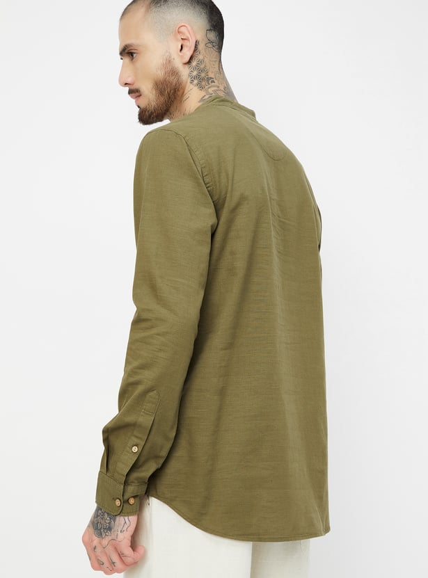 Men Textured Slim Fit Short Kurta