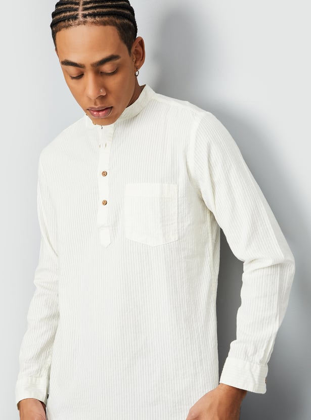 Men Striped Slim Fit Short Kurta