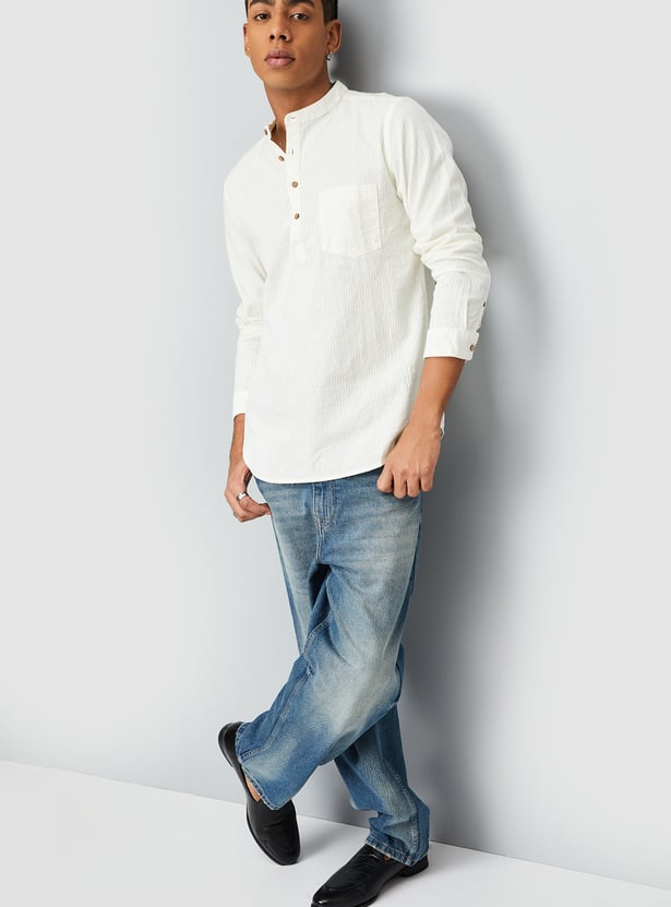 Men Striped Slim Fit Short Kurta