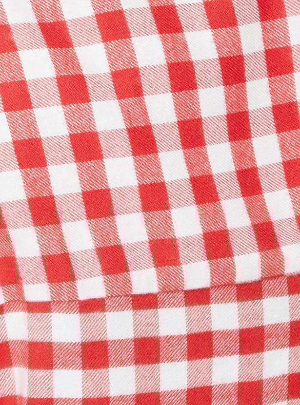 Women Checked Boxy Fit Crop Shirt