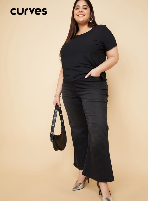 Women Solid Wide-Leg Jeans