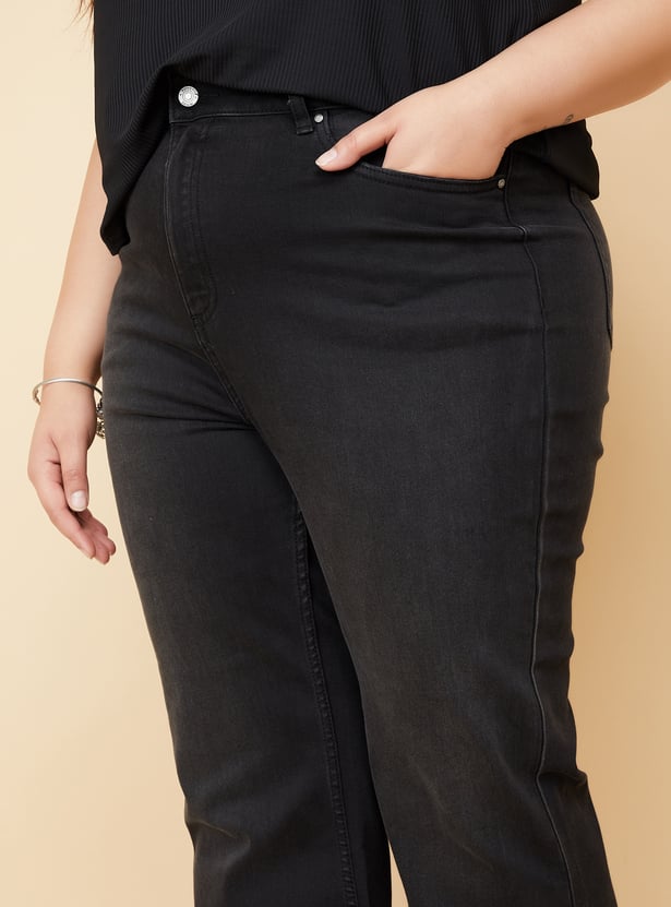 Women Solid Wide-Leg Jeans