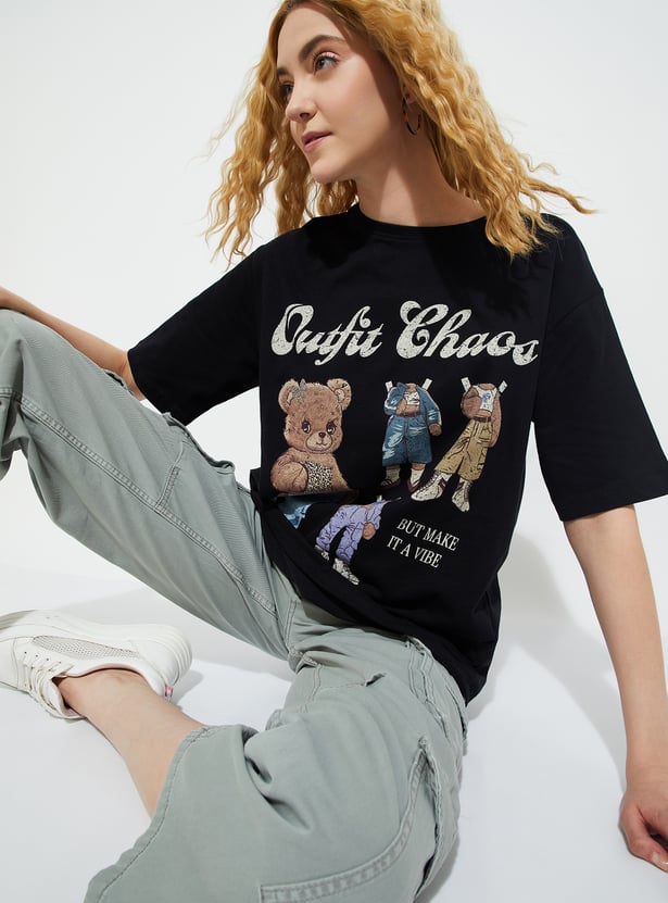 URB_N Women Printed Oversized T-shirt