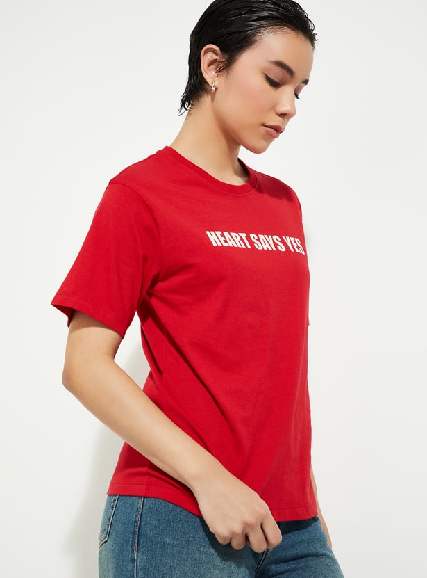 Buy URB_N Women Relaxed Fit Typographic Print T-shirt Online