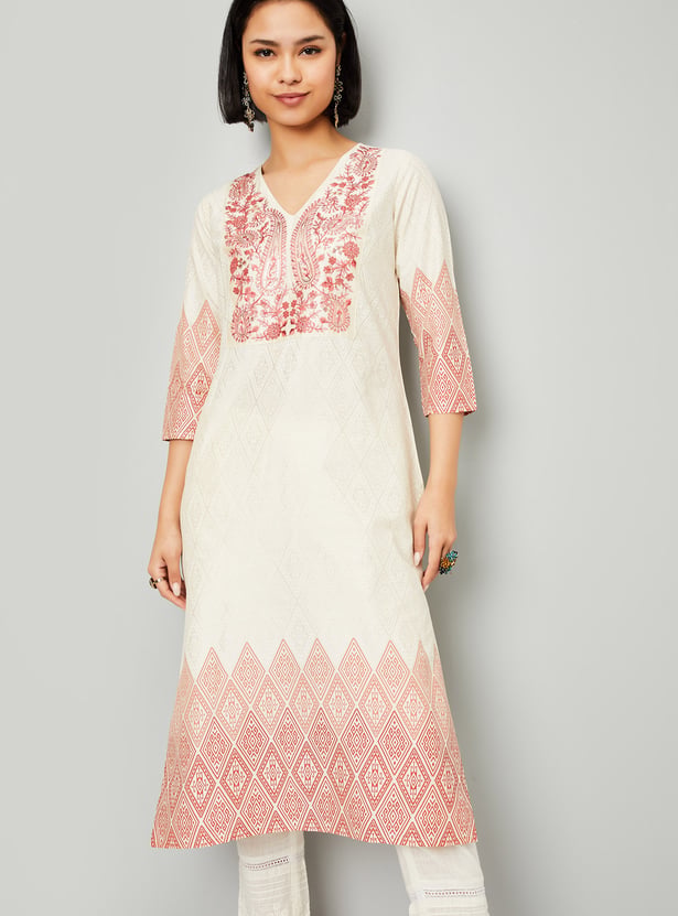 Women's Sequinned Straight Kurta With Skirt
