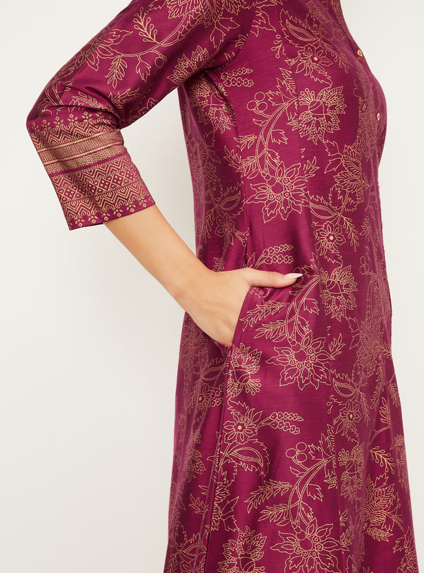 Women Woven Design Kalidar Kurta