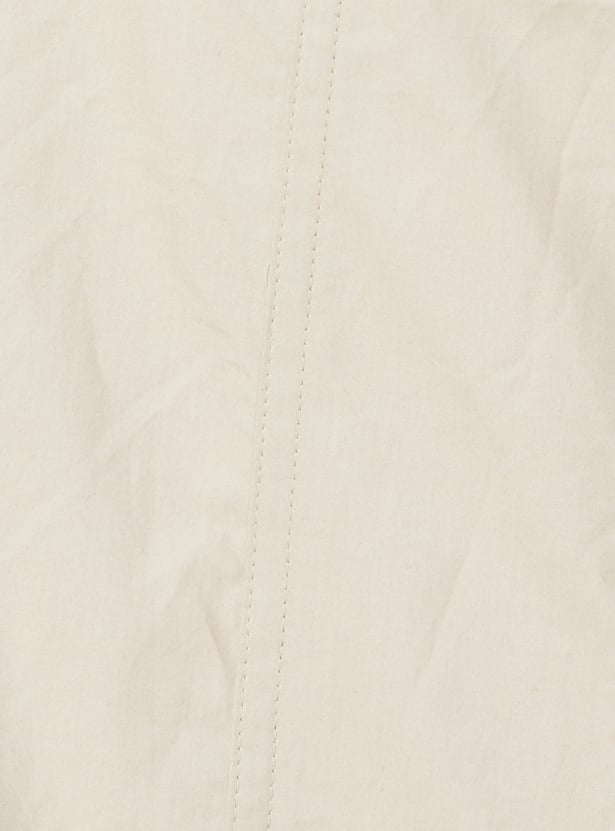 Girls Solid Cargo Pinafore Dress with T-shirt