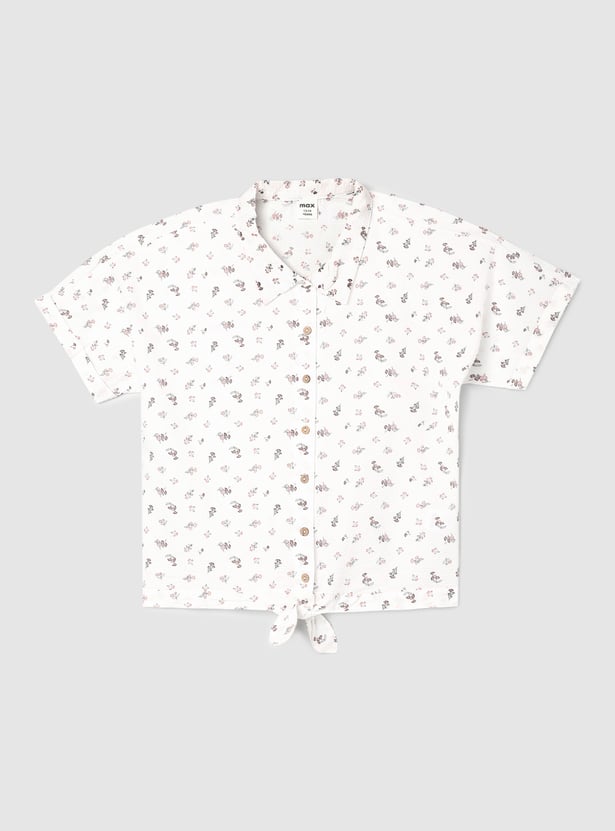 Girls Printed Shirt-style Top