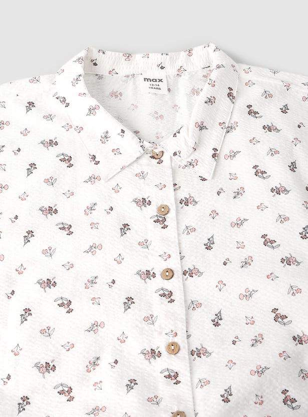 Girls Printed Shirt-style Top