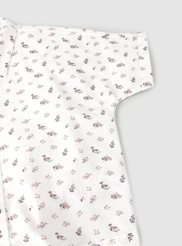 Girls Printed Shirt-style Top