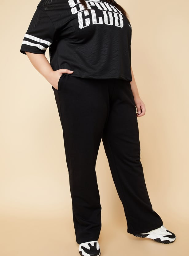 Buy Women Solid Athleisure Track Pants Online at just Rs