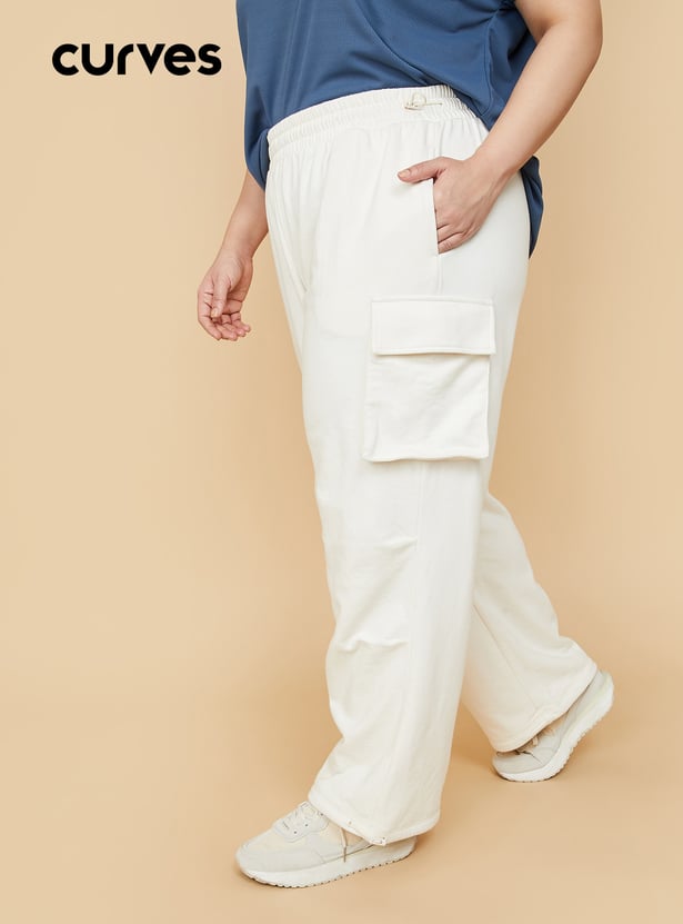 Women Solid Cargo Parachute Pants