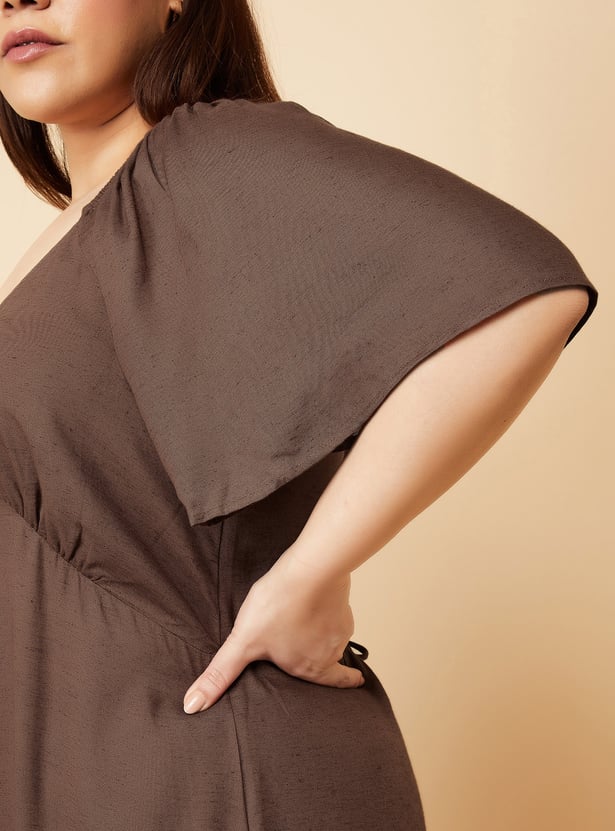 Women Solid Off-shoulder Midi Dress