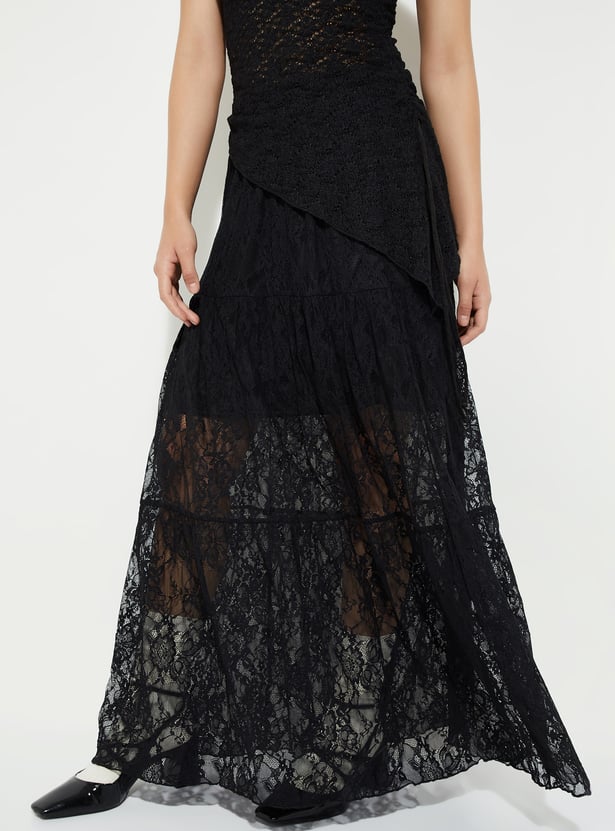 URB_N Women Lace Maxi Skirt