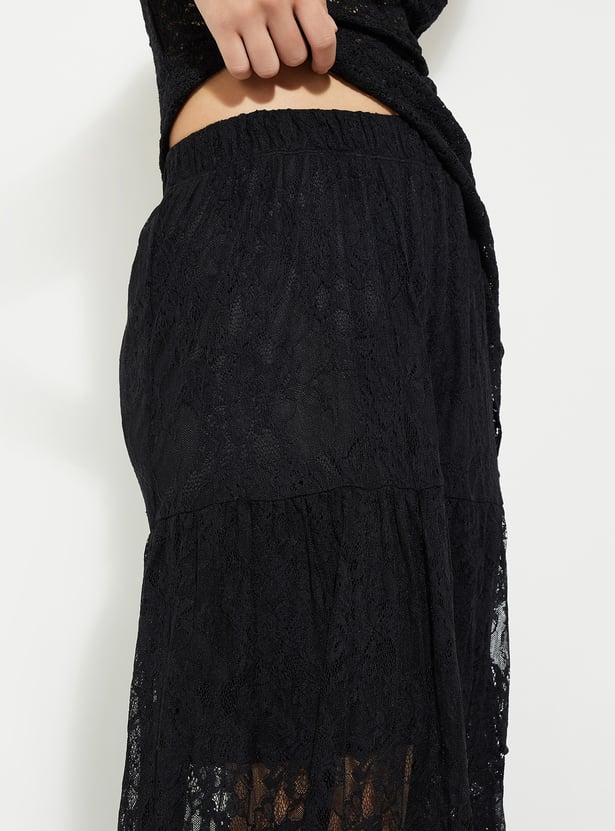 URB_N Women Lace Maxi Skirt