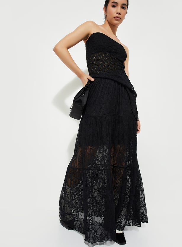 URB_N Women Lace Maxi Skirt