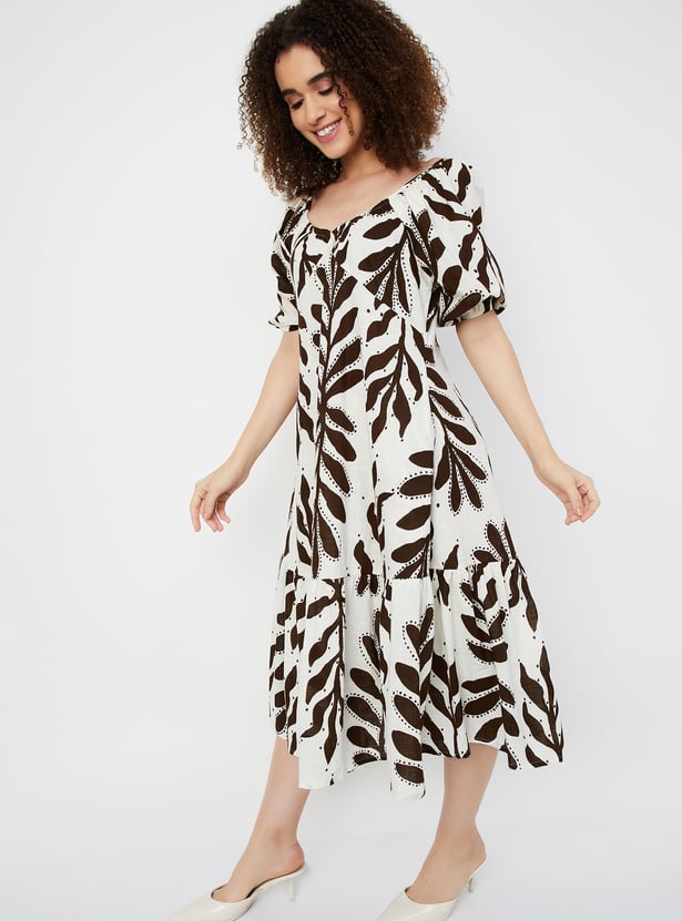 Women Printed Tiered A-line Dress