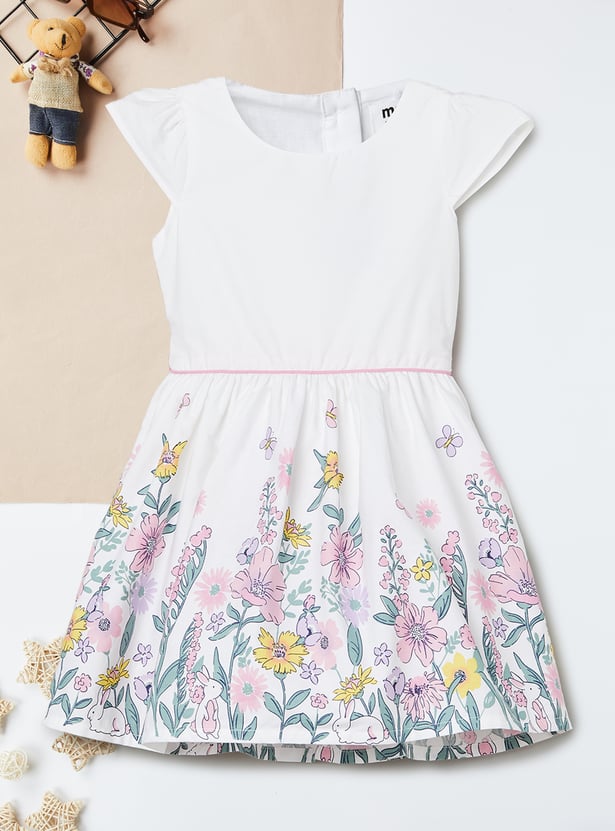 Girls Floral Print Fit and Flare Dress