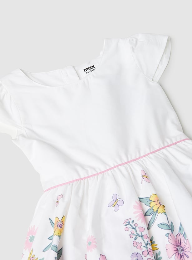Girls Floral Print Fit and Flare Dress