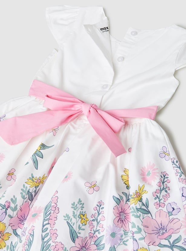 Girls Floral Print Fit and Flare Dress