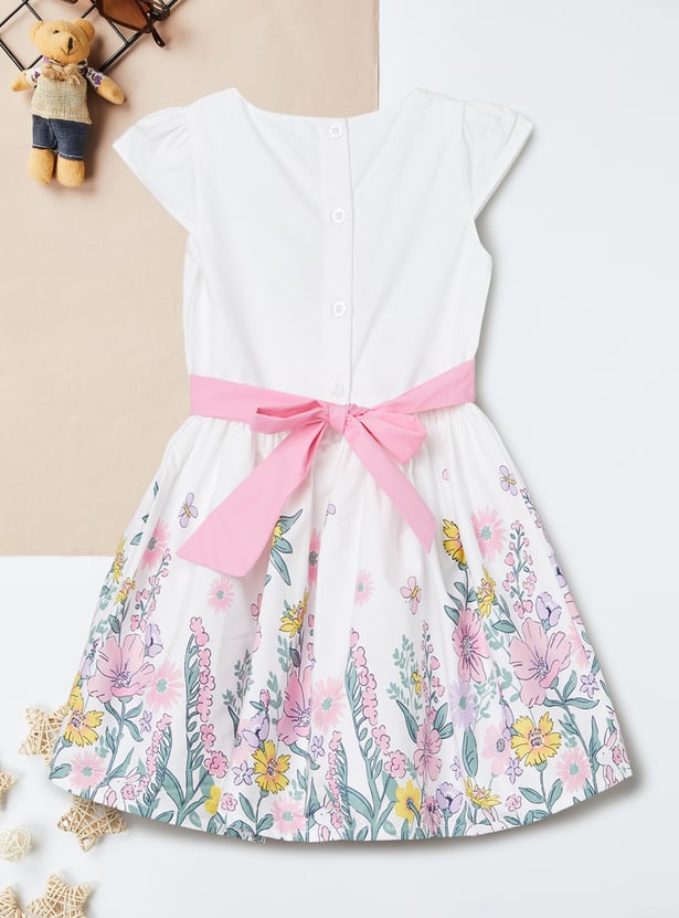 Girls Floral Print Fit and Flare Dress