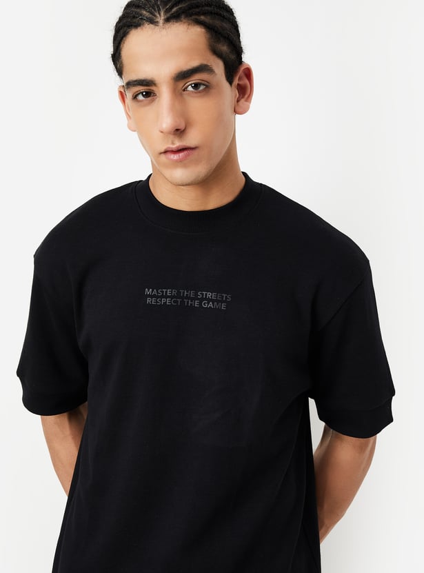 Men Solid Oversized Athleisure T-shirt