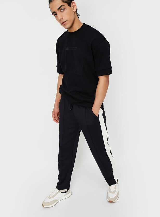 Men Solid Oversized Athleisure T-shirt