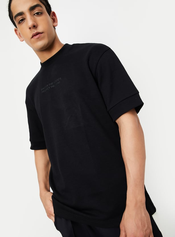 Men Solid Oversized Athleisure T-shirt