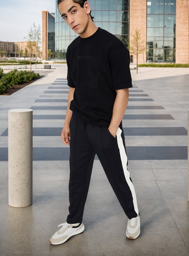 Men Solid Oversized Athleisure T-shirt
