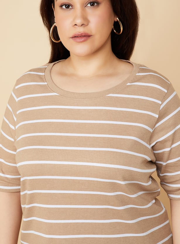 Women Striped Ribbed T-shirt
