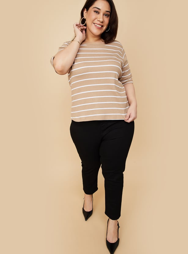 Women Striped Ribbed T-shirt