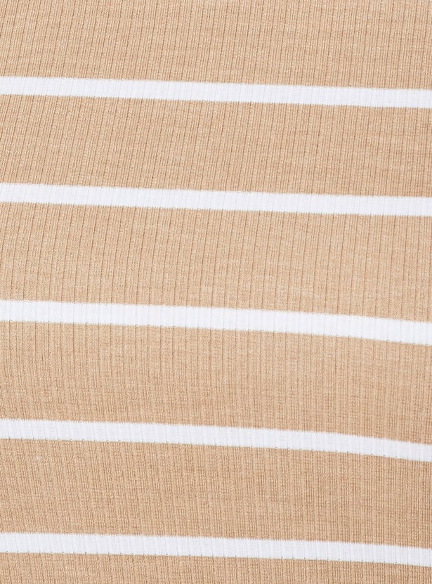 Women Striped Ribbed T-shirt