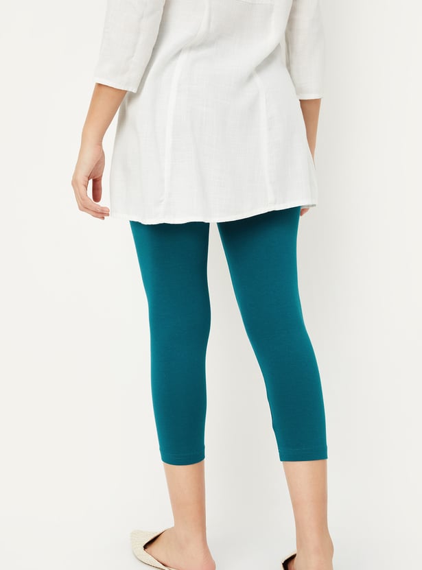 Women Solid Calf Length Leggings