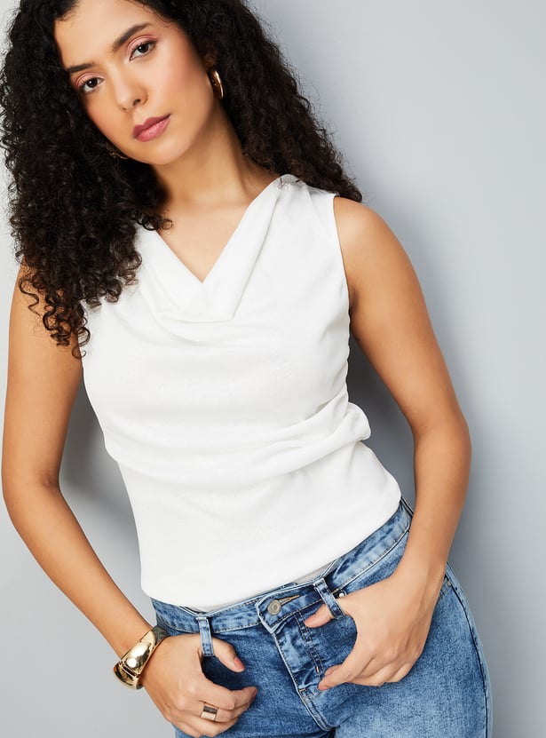 Women Solid Cowl Neck Top