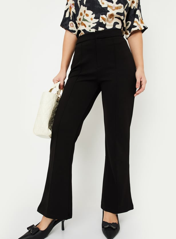 Women Solid Wide-Leg Trousers