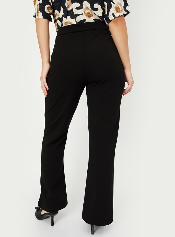 Women Solid Wide-Leg Trousers