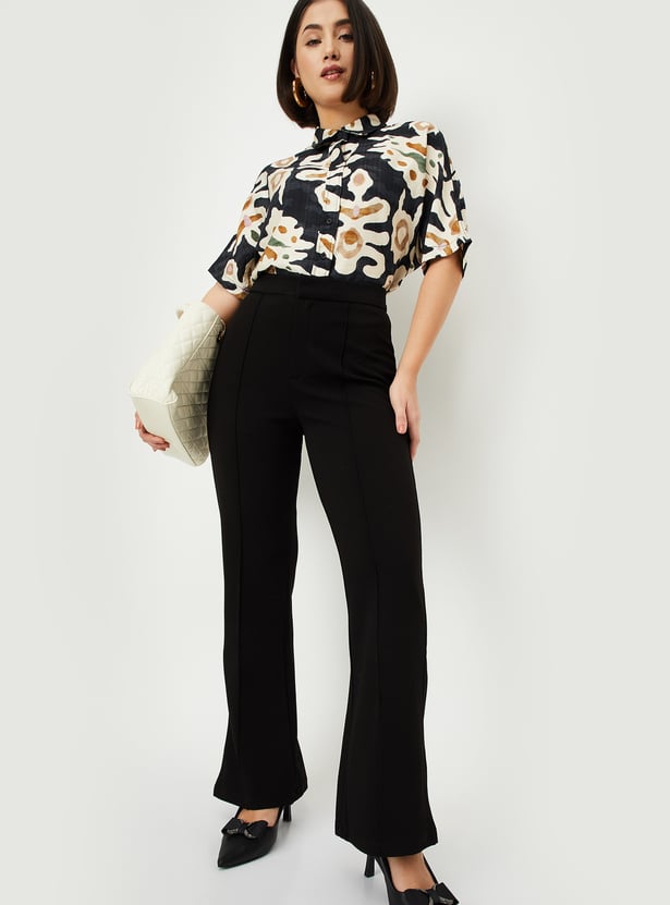 Women Solid Wide-Leg Trousers