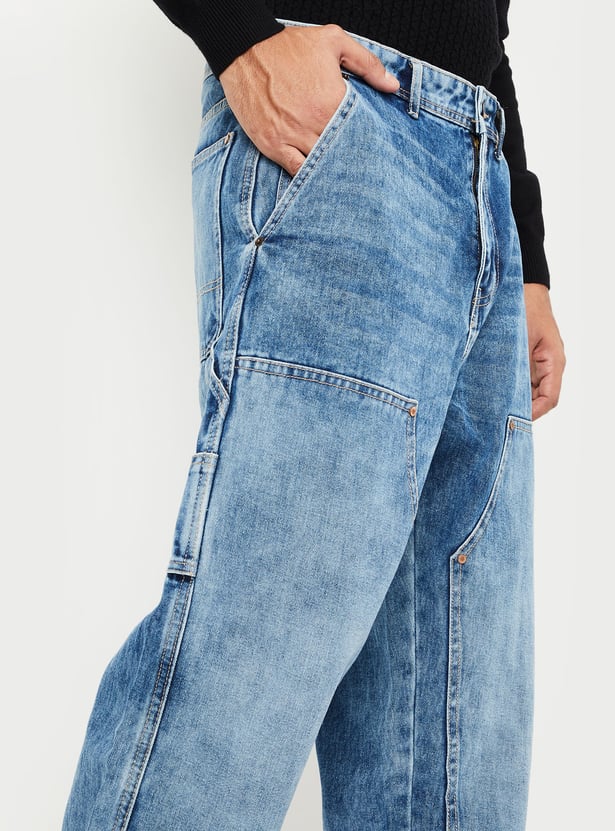 Men Distressed Loose Fit Carpenter Jeans