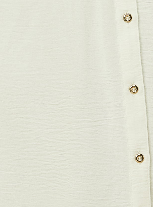 Women Solid Belted Shirt Dress