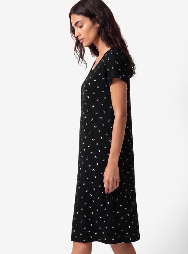 Women Printed Midi Night Gown