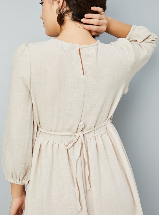 Women A-line Dress with Crochet Yoke