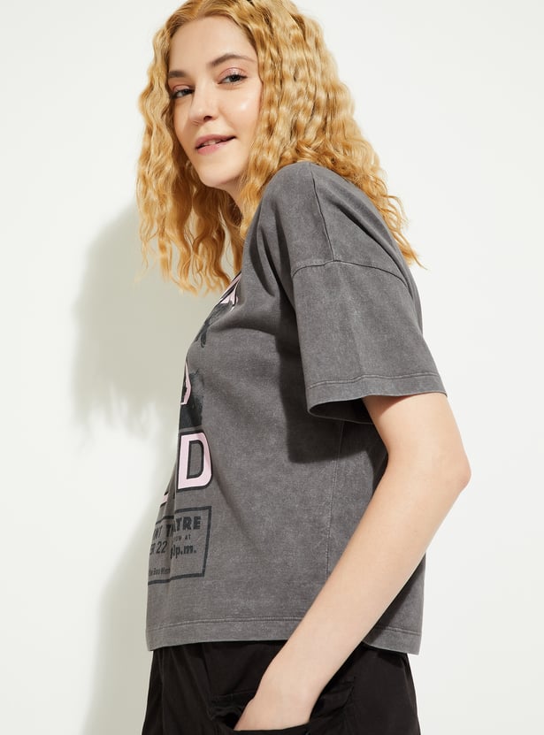 ALAYA F x URB_N Women Pink Floyd Print Boxy Fit T-shirt