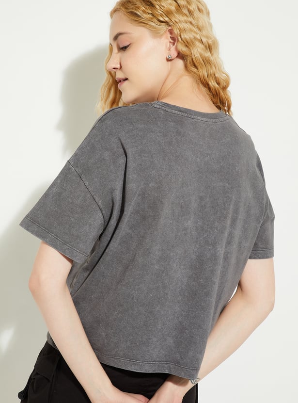 ALAYA F x URB_N Women Pink Floyd Print Boxy Fit T-shirt