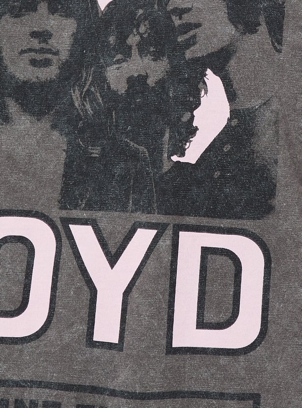 ALAYA F x URB_N Women Pink Floyd Print Boxy Fit T-shirt