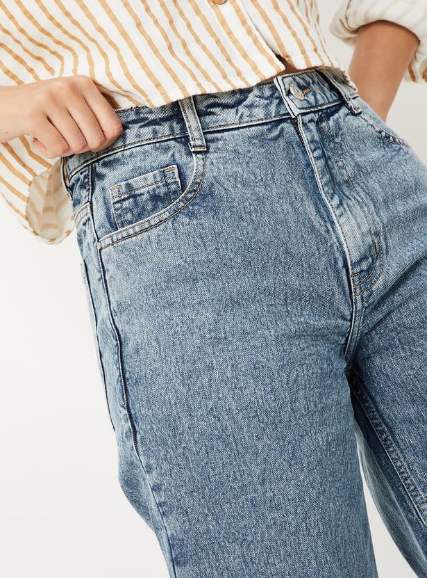 Women Washed Wide Leg Jeans