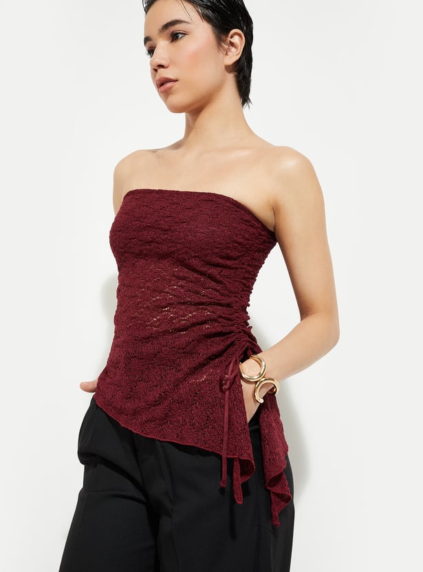 URB_N Women Lace Asymmetric Top