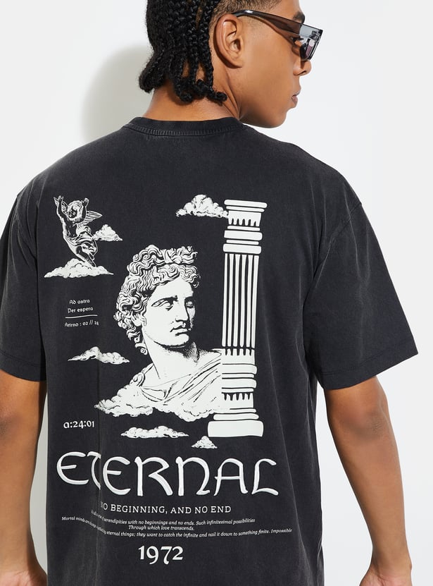 Buy URB_N Men Acid Wash Back Printed T-shirt Online at just Rs