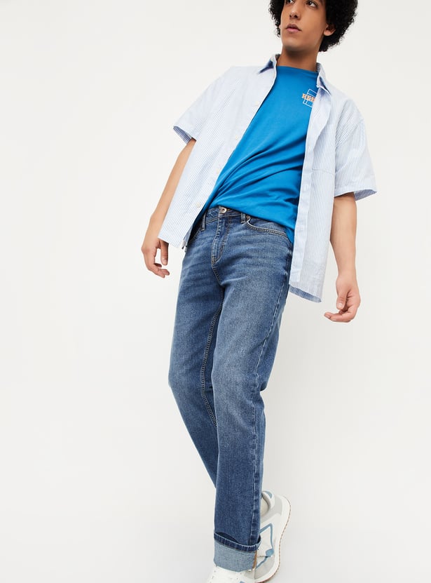 Men Slim Fit Washed Jeans