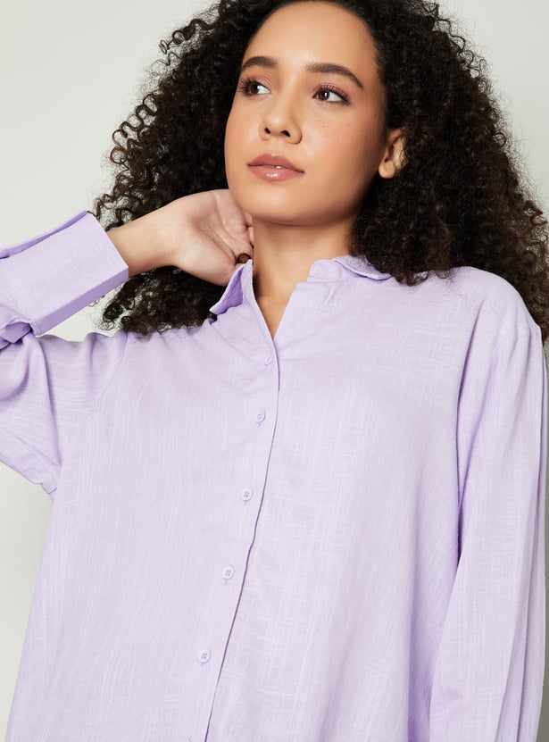 Women Textured Oversized Fit Shirt