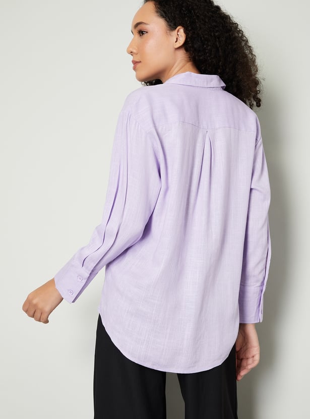 Women Textured Oversized Fit Shirt